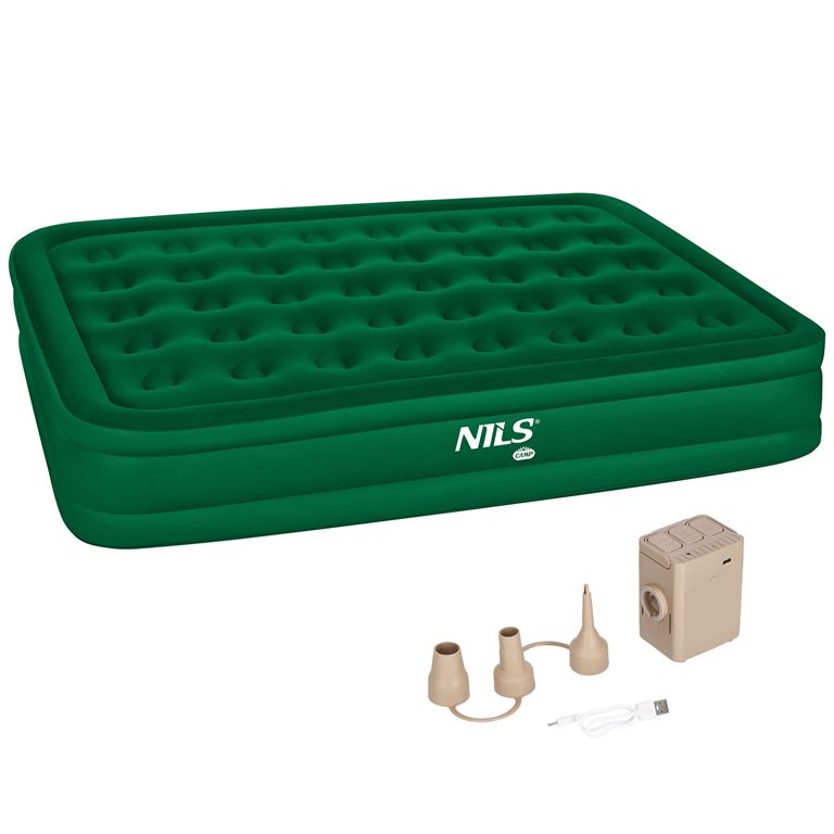 260224120918331 Υπέρδιπλο Φουσκωτό Στρώμα Nils Camp NC2808 King Size Πράσινο με Ηλεκτρική Τρόμπα - Image 1