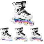 Αυξ/να Roller NH10905 4 ΣΕ 1 Inline Skates NILS EXTREME ΑΣΠΡΟ RAINBOW με LED Τροχούς-SMALL(31-34)