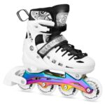 Αυξ/να Roller NH10905 4 ΣΕ 1 Inline Skates NILS EXTREME ΑΣΠΡΟ RAINBOW με LED Τροχούς-SMALL(31-34) - Image 2